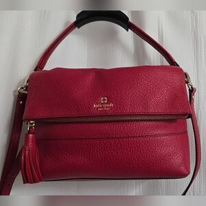 EUC Kate Space Red Tassel Zip Crossbody and Hand Bag with Adjustable Strap